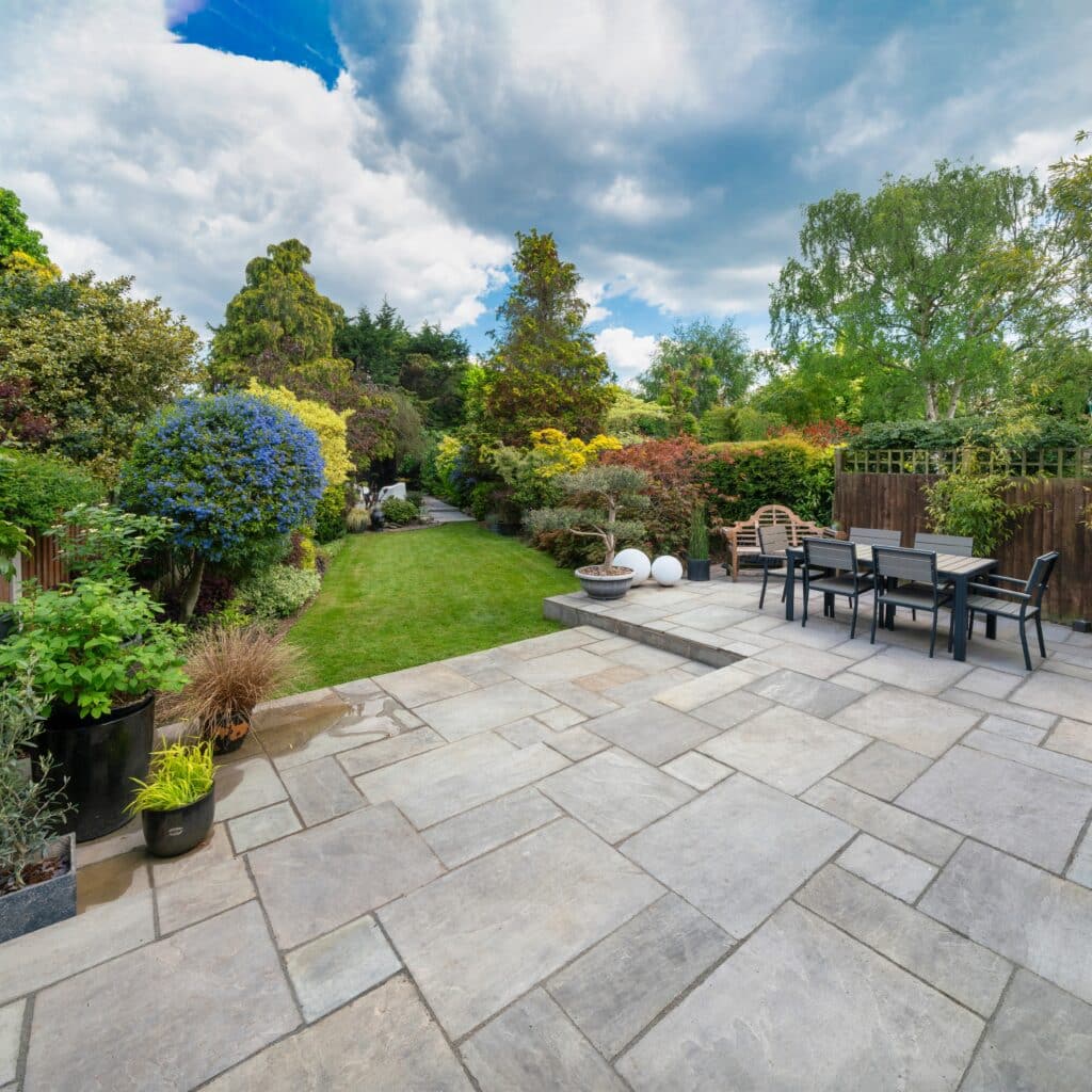 Block paved patio installed by MJP Driveways in Dorset